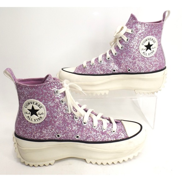 Converse Run Star Hike High Top Purple Glitter Platform Shoes-Ladies 9 / Men 7½ - Picture 11 of 16
